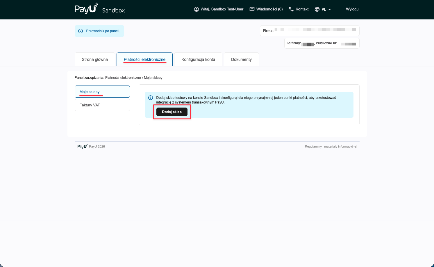 PayU → Moje sklepy → Dodaj sklep, Krok 2 — wybór „REST API (Checkout)" i nazwa punktu płatności
